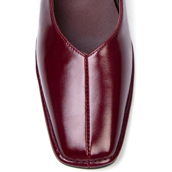 Women Burgundy Square Toe Comfortable Slip-On Lace-Up Loafers Summer Shoes - Picture 6 of 6